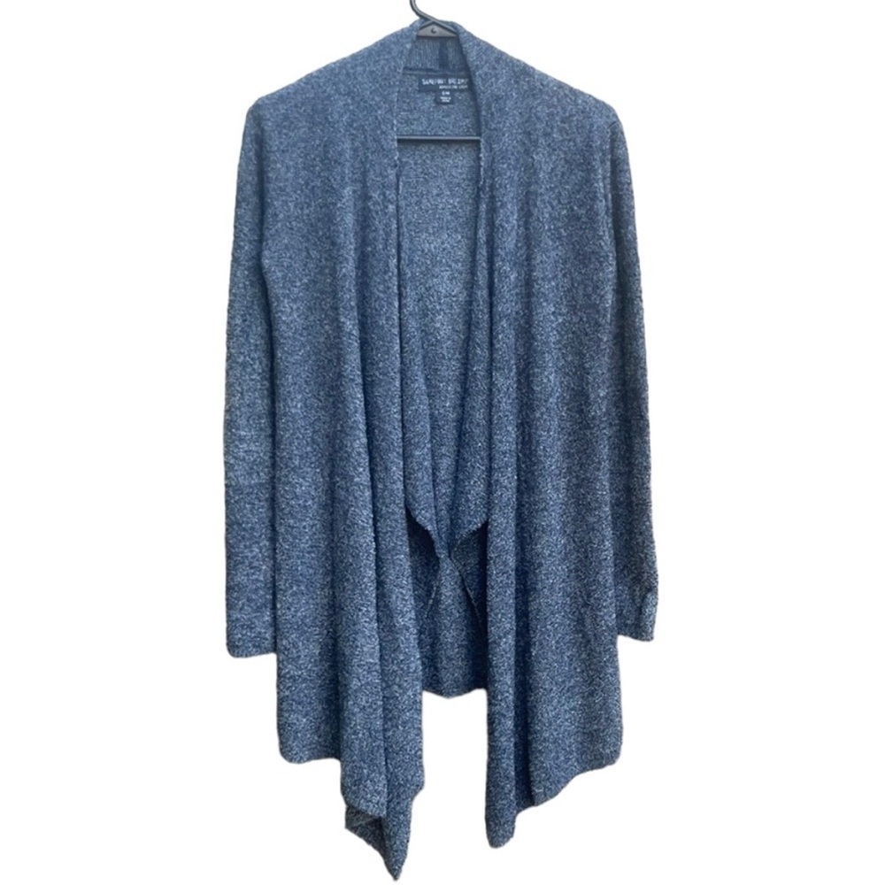 EUC Barefoot Dreams Open Waterfall Front Bamboo Chic Lite Sweater Blue Size S/M